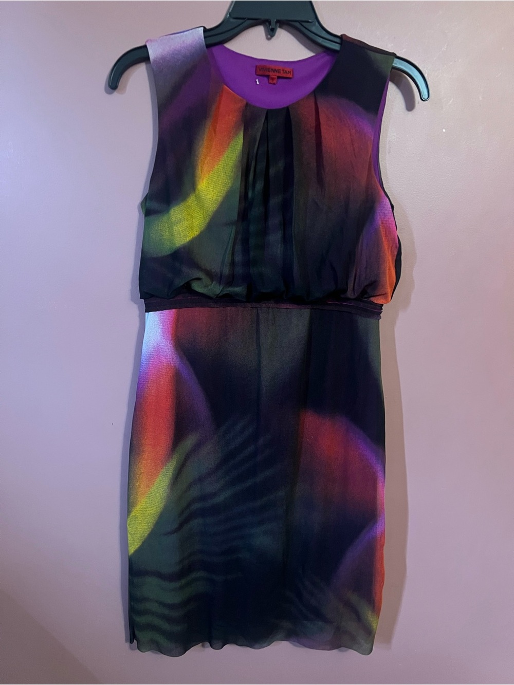 Vivienne Tam Purple Multicolor Sleeveless Dress